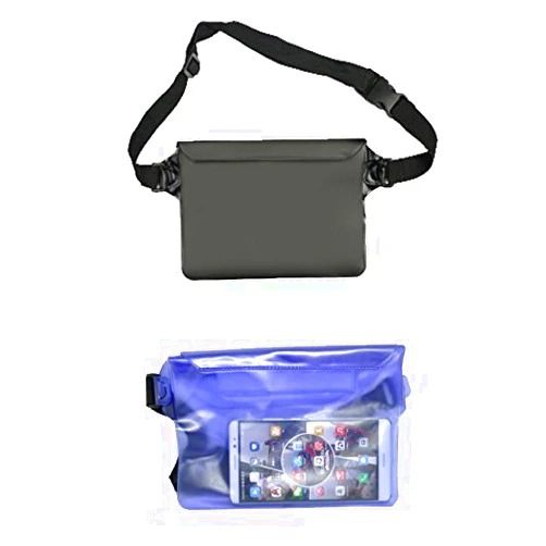 E-Onfoot Waterproof Pouch with Waist Strap, Perfect for Phone and Valuables Dry and Safe in Boating, Swimming Snorkeling Kayaking Beach Pool Water Parks