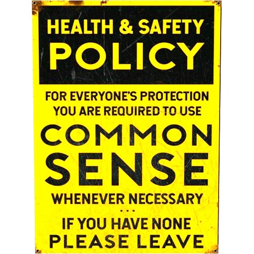 ZMKDLL Health and Safety Common Sense Metal Wall Bar Workshop Garage Sign Plaque