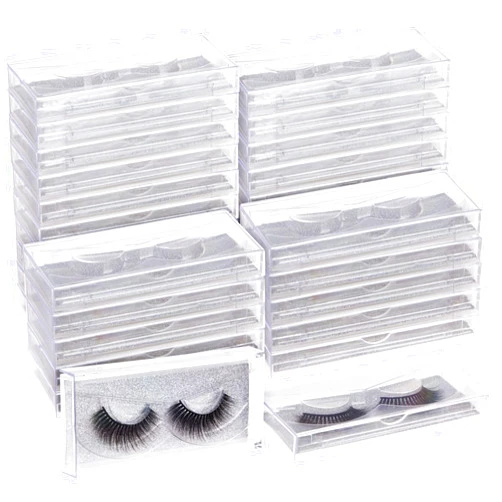 Stockroom Plus 30-Pack Transparent Empty Eyelash Boxes for False Eyelashes, Lash Cases Empty Bulk Wholesale with Glitter Paper Card for Makeup Artists, Women (4.4 x 2 Inches, 0.55