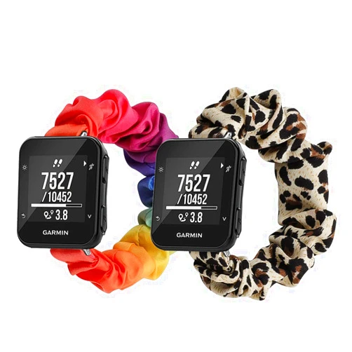Capricoorn Compatible with Garmin Forerunner 35 Scrunchie Cute Print Elastic Watch Bands Women Bracelet Strap,Replacement Bands Soft Elastic Sport Cuff Accessories Wrist, Large