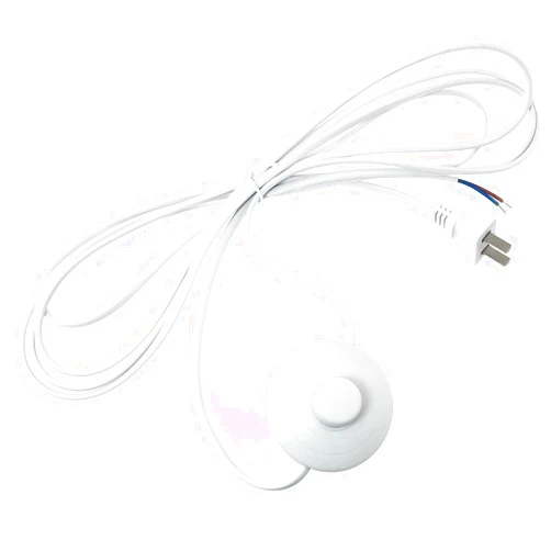 E-outstanding Foot Pedal Push Switch Round Button Inline Lamp Light On-Off Control Footswitch with 1.8m Cable and Wire Plug, White