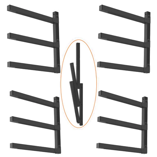 PINPON Lumber Storage Rack 4 Pack 3-Level Holds Up 660Lbs Wall Mount Wood Organizer Lumber Storage Metal Rack for Indoor Outdoor
