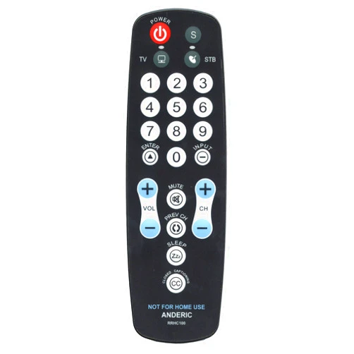 Anderic ezWipe Universal TV Remote Control - 1-Device - TV Only - for Hospitality/Hotels/Motels/Commercial TVs - Clean Wipeable Membrane Surface - RRHC100 (1-Pack)