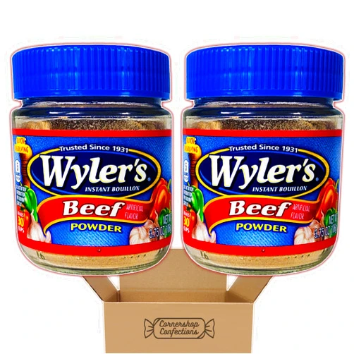Cornershop Confections Beef Powder Instant Bouillon 2 Container Pack - 7.5 Ounces, Approximately 60 Servings - Use for Soups, Stews, Sauces, and Gravies in Cornershop Confections Pack