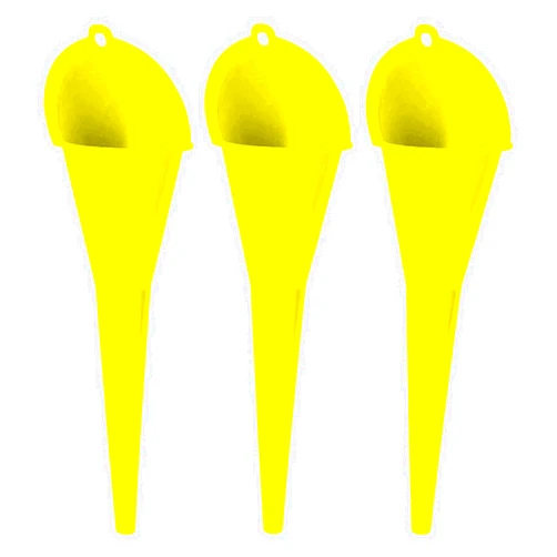 KarZone Funnel - Round Kitchen Funnel for Filling Bottles, Jars & Containers - Automotive Oil Funnel for Gas, Lubricants and Fluids (12.0 Fluid Ounces, Oval, 3, YellowFunnel)