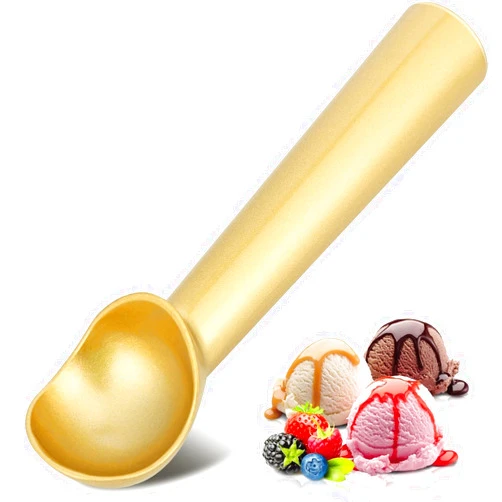 LifHap Ice Cream Scoop,7 inches Nonstick Anti-Freeze One Piece Aluminum Scooper Spoon, Heavy Duty Durable Design, Easy Clean, for Gelato, Cookie Dough, Sorbet, Almond (Gold)