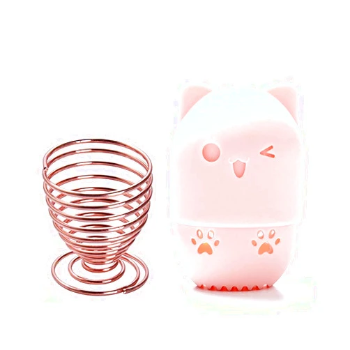 SWEET VIEW Makeup Sponge Holder, Beauty Sponge Holder + Makeup Blender Travel Case Beauty Sponge Blender Drying Stand & Storage Containers - Pink + Gold