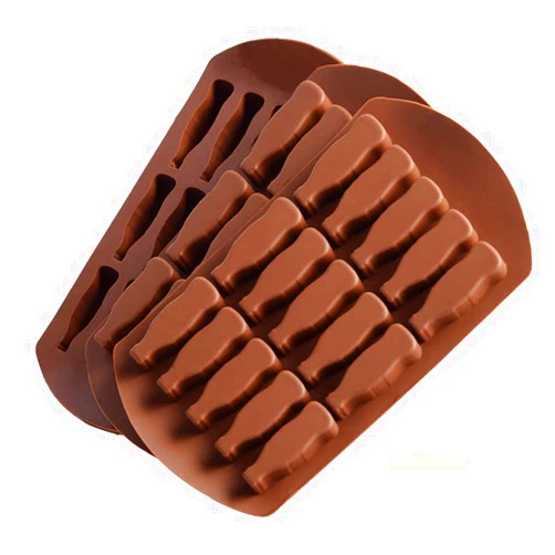 HOMUT 3Pcs Gummy Mold 15 Holes Cola Bottle Shape Brown Silicone Cake Gummy Candy Chocolate Jelly Ice Cream Cube Mold Pudding Handmade Craft Mold for Bakery Handmade Dessert AA0098