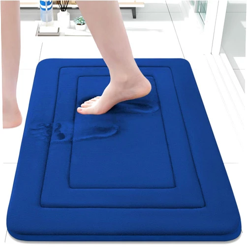 Arotive Memory Foam Bathroom Rug Mat 24x16, Ultra Soft and Absorbent Bath Mat, Machine Wash Dry, Comfortable Bath Rug Carpet for Bathroom Floor, Tub and Shower, Navy