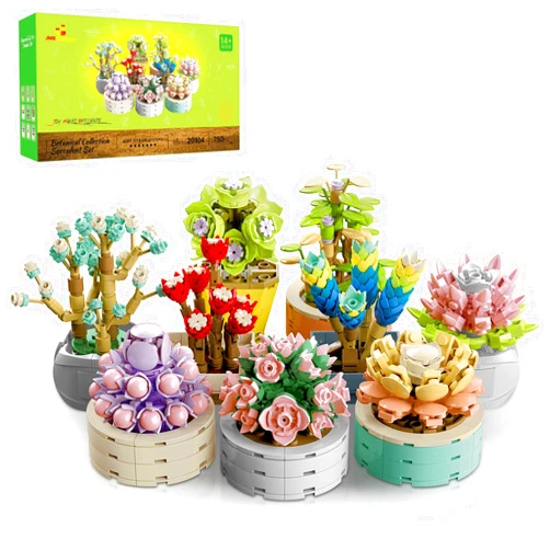 JMBricklayer Flowers Succulents Botanical Collection Building Sets, Plants Office Home Decor Succulents Bonsai Building Toys, Creative Flowers Building Project for Adults, Gifts Ideas for Girls Women