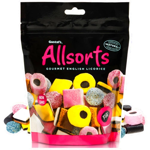 Gustaf's Licorice Allsorts 7 oz Bag - 3 Types of English Liquorice Treats - Gourmet Licorice Candy Assortment - Soft Liquorice Candy
