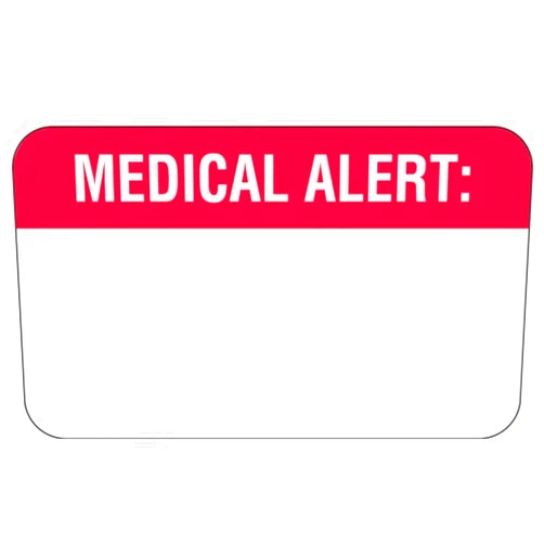 Doctor Stuff - File Folder Chart Labels, MAP1600, Medical Alert, Medical Alert Stickers, White/Red, 1-1/2