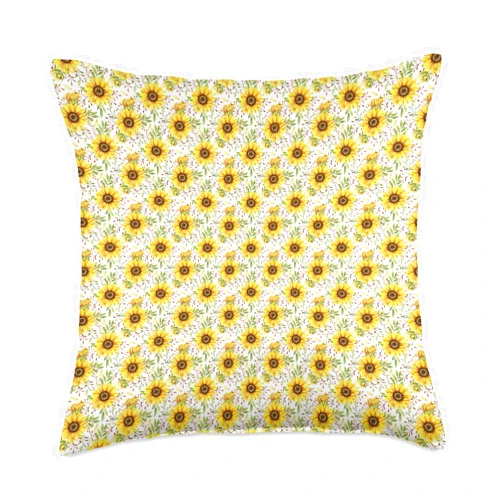 Pyxie Gurl Yellow Floral Sunflower Wild Flowers Throw Pillow, 18x18, Multicolor