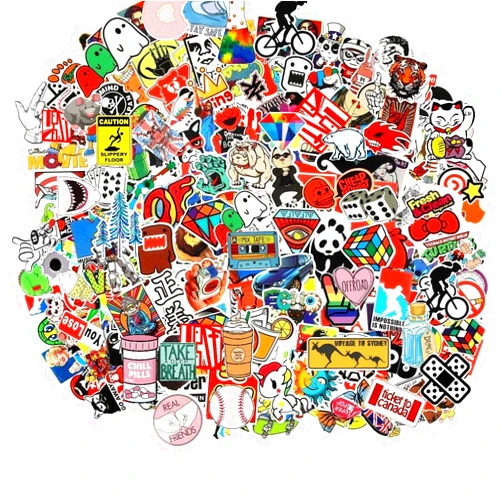 CHNLML Cool Sticker 105pcs Random Music Film Vinyl Skateboard Guitar Travel Case Sticker Door Laptop Luggage Car Bike Bicycle Stickers (Random Pack) (150pcs Sticker Pack)