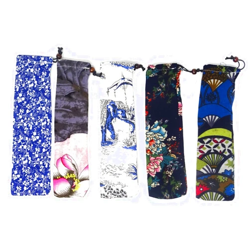 Honbay 5PCS Portable Straw Carrying Case Straw Pouch Travel Bag for Various Straw, Cleaning Brush and Cutlery