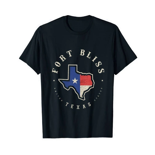 My City My Texas Shirt Co. Vintage Fort Bliss Texas State Flag Map Souvenir Gift T-Shirt