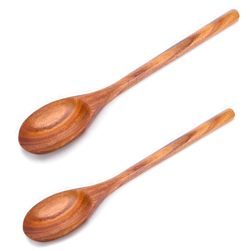 HAKSEN 2PCS Wooden Cooking Spoons, Wooden Kitchen Utensil Large Cooking Spoon for Cooking Serving Mixing