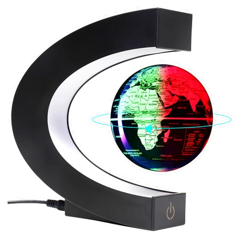 KAIMC Magnetic Levitation Floating Rotating 3in World globe for children With Colored Lamp And Touch Switch For Men Boss Cool home/Office Decor unique Gifts Or Kids Desk Tech accessories Gadget Toys