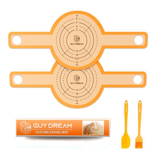 GUY.DRE.MAT GUYDREMAT Silicone Baking Mat for Dutch Oven 2PCs - Non-stick Bread Sling - 8.3 Inch Reusable Bread Baking Mat – Silicone Cast in Iron Oven Liner with Long Handles for Artisan Bread