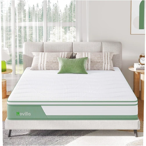 Novilla Mattress Queen, 12 Inch 5-Zone Hybrid Mattress with Gel Memory Foam for Pressure Relief & Cool Night, Midume Firm Queen Mattress in A Box
