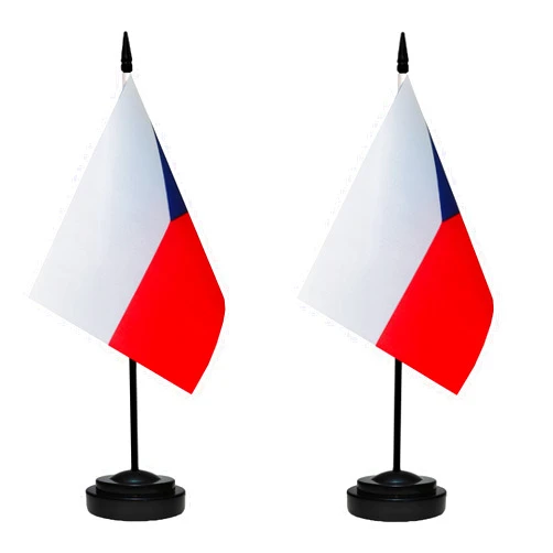 Tibijoy Czechia Czech Republic Small Mini Desk Flag Set Miniature Czechia Czech Republic Table Office Flag with 13