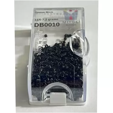 Miyuki Delica Cylinder/Seed Beads DB0010/DB010/DB10 Opaque Black 11/0 7.2 Grams