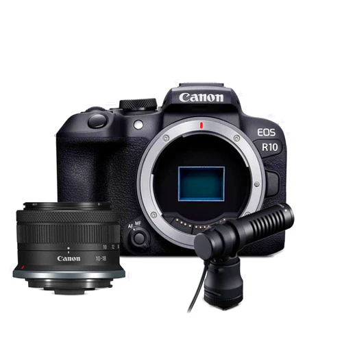 Canon EOS R10 Mirrorless Camera Body with 24.2MP APS-C Sized CMOS Sensor Bundle with Canon RF-S 10-18mm F4.5-6.3 IS STM Lens and Canon DM-E100 Stereo Microphone (3 Items)