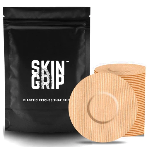 Skin Grip Adhesive Patches for Freestyle Libre 3 – Waterproof & Sweatproof for 10-14 Days, Pre-Cut Adhesive Tape, Continuous Glucose Monitor Sensor Cover – 20 Pack, Tan