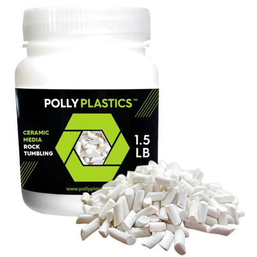 Polly Plastics Rock Tumbling Ceramic Filler Media (Small Cylinder Size) Non-Abrasive Ceramic Pellets for All Type Tumblers (1.5 lbs)