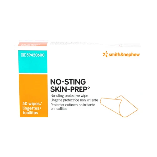 Smith & Nephew Smith+Nephew NO-STING SKIN-PREP Wipes, Protective Dressing Wipes, Alcohol-Free Skin Barrier Film, Individually Wrapped, Box of 50