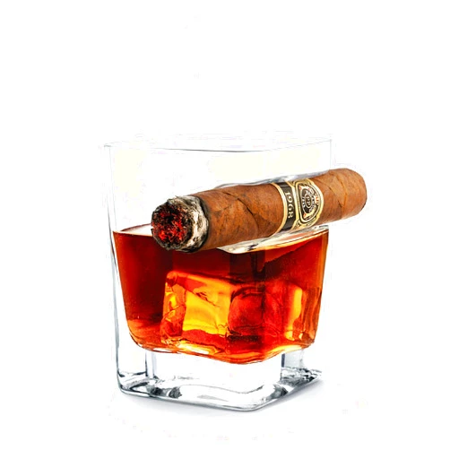 Corkcicle Premium Cigar Glass, 9 oz – Glassware to Hold Your Drink and Cigar in One Hand with the Cigar Holder Glass – Double Old Fashioned Glass with Built-In Cigar Notch for Effortless Enjoyment