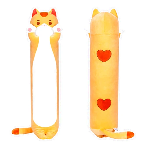 Mewaii Long Cat Plush Kawaii Body Pillow, 20” Cute Brown Cat Stuffed Animals Soft Plushies, Orange Kitten Plush Throw Pillow Doll Toy Gift for Girlfriend