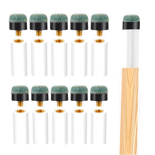 Pimoys 20 Sets Billiard Cues Tips Replacement Kit with White Pool Cue Stick Ferrules, Screw On Pool Cue Tips Pool Stick Tips, 12mm(Blue)