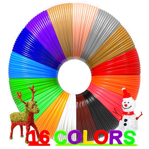 Dikale 3D Pen Refills 3D Printer Pen Filament 1.75mm PLA (640 Feet 16 Colors) Bonus 250 Stencils eBooks - 3D Pen Filament