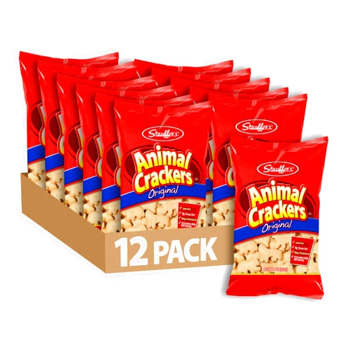 STAUFFERS Original Animal Crackers - 12 Count, 8oz Bags - Classic Animal-Shaped Snacks for the Family