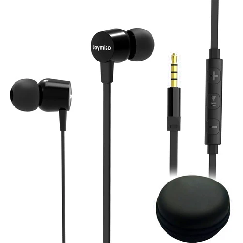 MOXKING Joymiso Tangle Free Earbuds for Kids Women Small Ears with Case, Comfortable Lightweight in Ear Headphones, Flat Cable Ear Buds Wired Earphones with Microphone and Volume Control for Cell Phone Laptop