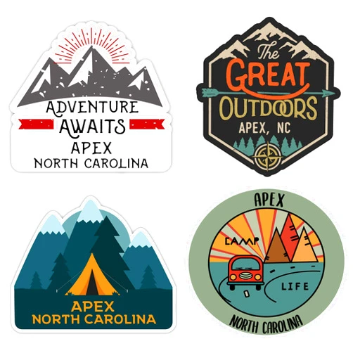 R and R Imports Apex North Carolina Souvenir 4-Inch Each Vinyl Decal Sticker 4-Pack