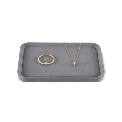Yinbeini Jewelry Display,Yinbeini Microfiber Valet Tray,Luxury Jewelry Drawer Organizer,Premium Flat Tray,Grey Jewelry Tray
