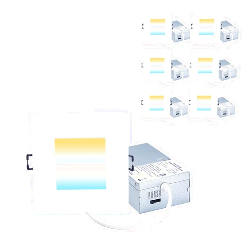 POPANU Recessed Lighting 4-inch Square-LED - Canless Recessed Light Fixture, Dimmable Ceilling Light with Junction Box, 2700|3000|3500|4000|5000K, 9W, White, 6P