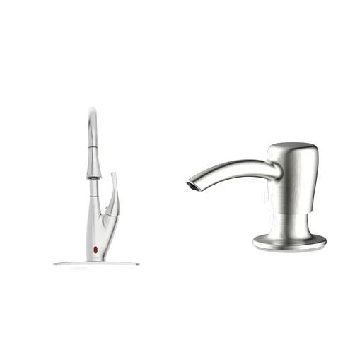 Bio Bidet Flow X Motion Activated Single-Handle Pull-Down Sprayer Kitchen Faucet with Soap Dispenser, Brushed Nickel