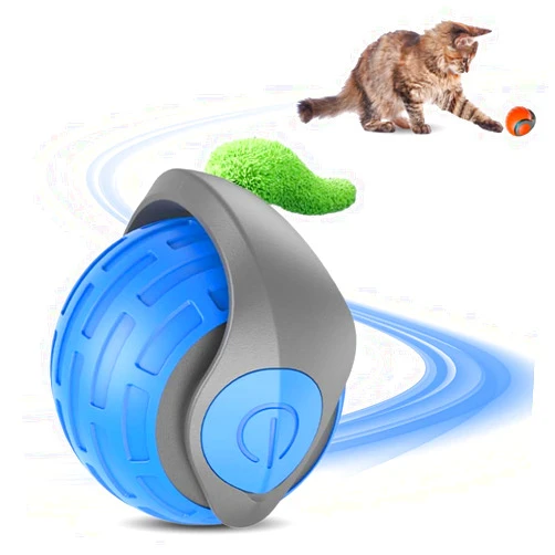 AIIONP 2025 New Speedy 3.0 Tail Cat Toy, Interactive Cat Toys Ball for Indoor Cats, Two Speed Adjustment Smart Interactive Cat Toy Ball, Automatic Moving Cat Toy Ball with Tail (Bule, 1 PCS)