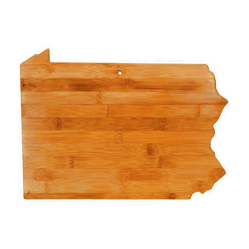 The Quintessential Hostess Pennsylvania Cutting Board State Shaped Bamboo Wood Serving Platter Tray