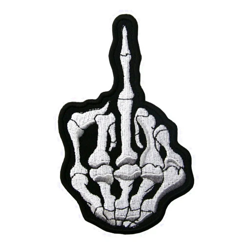 ZEGINs Skull Ghost Middle Finger Skeleton Bone Embroidered Applique Iron On Sew On Patch