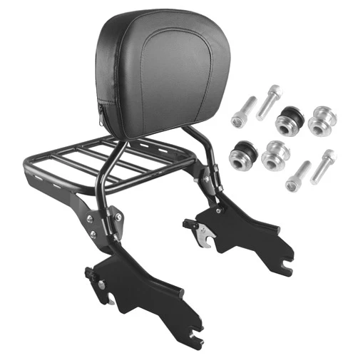 Harvards Chrome Detachable Backrest Sissy Bar Pack of Sport Luggage Rack for Harley Softail Sport Glide Low Rider FLSB FXLR FXLRS FXLRST 2018-Later Black with Docking Hardware Kit