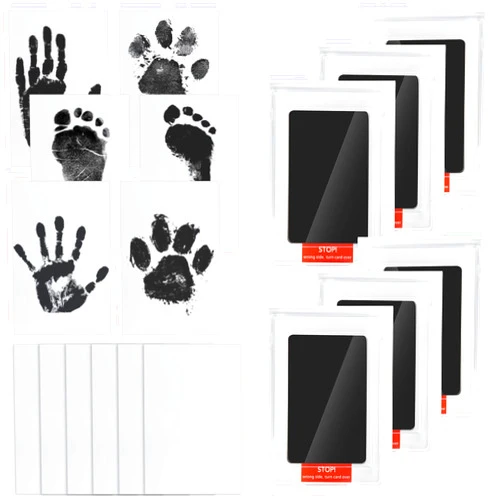 Jazb 6-Pack Baby Inkless Hand and Footprint Kit, Ink Pad Paw Print kit for Dogs, Dog Nose Print Kit, Dog Paw Print Kit - Baby Footprint Kit with Clean-Touch, 12 Imprint Cards ( Jet Black )