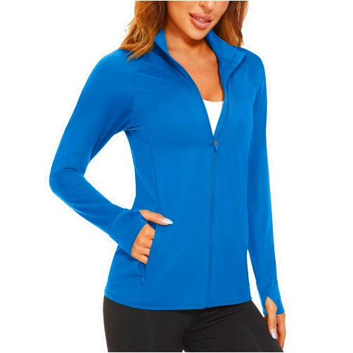 MAGCOMSEN Women's UPF 50+ Lightweight Athletic Jacket Sun Protection Full Zip Long Sleeve Shirts Hiking Outdoor Pockets