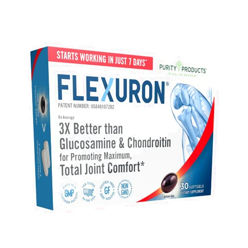 Purity Products Flexuron Joint Formula 3X Better Than Glucosamine and Chondroitin - Starts Working in just 7 Days - Krill Oil, Low Molecular Weight Hyaluronic Acid, Astaxanthin - 30 Count (1)