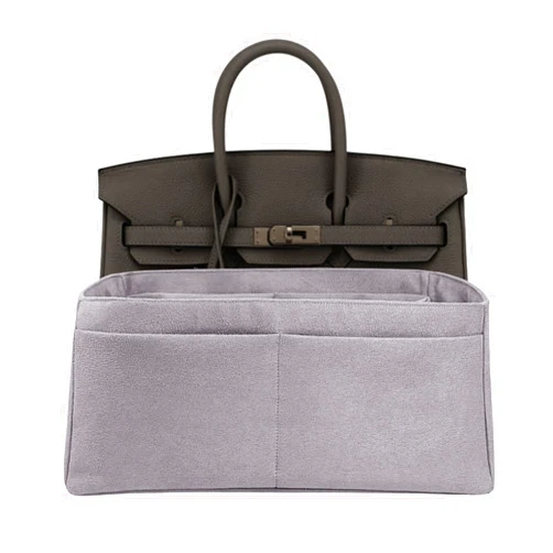 Meenda Purse Organizer Insert for Birkin 25, Bag Handbag, Fabric Soft and Smooth, Lightweight Fits Perfectly Sturdy Washable, Gift Ideas for Women (Gray HBK25)