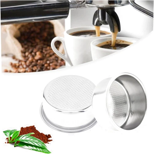 TQEONKL Reusable 51mm Coffee Filters Cups 2Pcs, Stainless Steel Espresso Coffee Filters Double Layer Pressurized Portafilter Filter Baskets, Espresso Machine Accessories Fit for Delonghi EC5 / EC7 / EC9