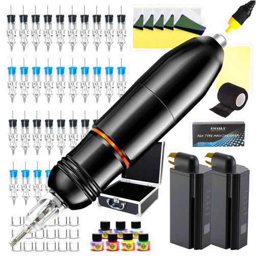 Jconly Tattoo Pen Machine Kit Complete - Rotary Tattoo Machine with 2 Pack Tattoo Battery Accessories Kit